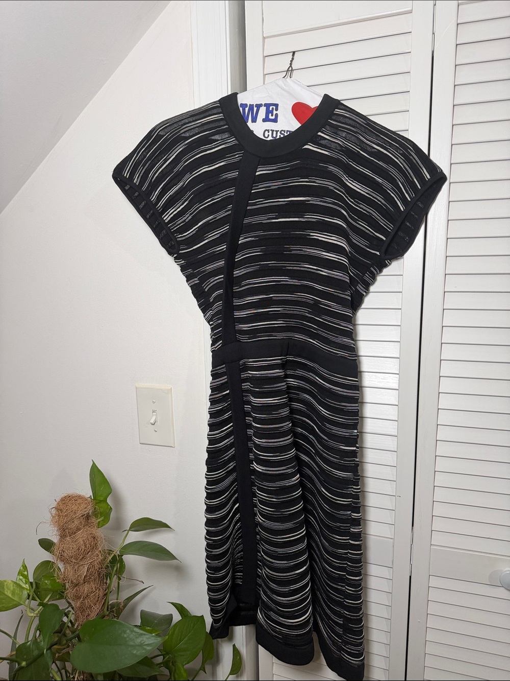 Black and White Striped Knit Midi Dress - Missoni